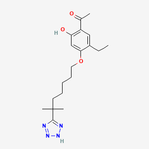 B1675639 1-[5-Ethyl-2-hydroxy-4-[[6-methyl-6-(1H-tetrazol-5-YL)heptyl]oxy]phenyl]ethanone CAS No. 117690-79-6