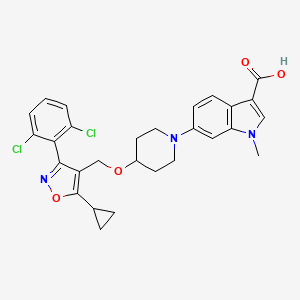 B1675641 1H-Indole-3-carboxylic acid, 6-[4-[[5-cyclopropyl-3-(2,6-dichlorophenyl)-4-isoxazolyl]methoxy]-1-piperidinyl]-1-methyl- CAS No. 1103500-20-4