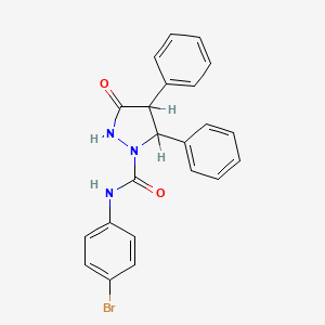 molecular formula C22H18BrN3O2 B1675645 1-(4-Bromophenylaminocarbonyl)-4,5-diphenyl-3-pyrazolidinone CAS No. 138932-35-1