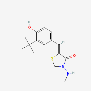 molecular formula C19H28N2O2S B1675646 4-Thiazolidinone, 5-((3,5-bis(1,1-dimethylethyl)-4-hydroxyphenyl)methylene)-3-(methylamino)- CAS No. 132392-65-5
