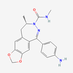 molecular formula C19H20N4O3 B1675659 7H-1,3-Dioxolo(4,5-H)(2,3)benzodiazepine-7-carboxamide, 5-(4-aminophenyl)-8,9-dihydro-N,8-dimethyl-, (8S)- CAS No. 161832-69-5