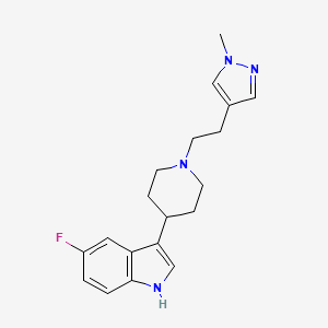 molecular formula C19H23FN4 B1675660 5-Fluoro-3-(1-(2-(1-methyl-1H-pyrazol-4-yl)ethyl)-4-piperidinyl)-1H-indole CAS No. 182564-47-2