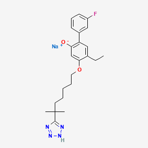 molecular formula C23H28FN4NaO2 B1675662 5-Ethyl-3'-fluoro-4-((6-methyl-6-(1H-tetrazol-5-yl)heptyl)oxy)-(1,1'-bipenyl)-2-ol monosodium salt CAS No. 153227-04-4