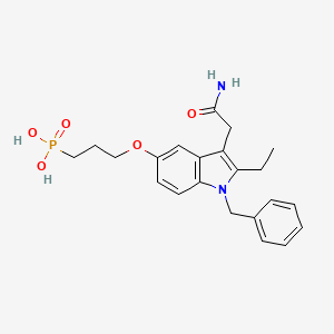 molecular formula C22H27N2O5P B1675666 (3-{[3-(2-Amino-2-Oxoethyl)-1-Benzyl-2-Ethyl-1h-Indol-5-Yl]oxy}propyl)phosphonic Acid CAS No. 164083-84-5