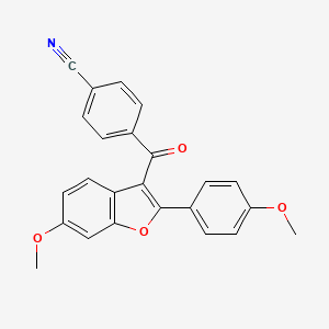 molecular formula C24H17NO4 B1675668 4-(6-Methoxy-2-(4-methoxyphenyl)benzofuran-3-carbonyl)benzonitrile CAS No. 176977-56-3