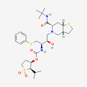 molecular formula C30H47N3O6S3 B1675670 [(2R,3R)-1,1-dioxo-2-propan-2-ylthiolan-3-yl] N-[(2R,3R)-4-[(3aR,6S,7aS)-6-(tert-butylcarbamoyl)-3,3a,4,6,7,7a-hexahydro-2H-thieno[3,2-c]pyridin-5-yl]-3-hydroxy-1-phenylsulfanylbutan-2-yl]carbamate CAS No. 169168-35-8