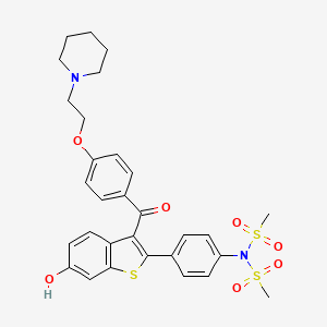 molecular formula C30H32N2O7S3 B1675673 Methanesulfonamide, N-(4-(6-hydroxy-3-(4-(2-(1-piperidinyl)ethoxy)benzoyl)benzo(b)thien-2-yl)phenyl)-N-(methylsulfonyl)- CAS No. 191043-78-4