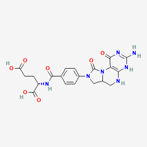 molecular formula C20H21N7O7 B1675677 (2S)-2-(4-(3-Amino-1,9-dioxo-1,2,5,6,6a,7-hexahydroimidazo[1,5-f]pteridin-8(9H)-yl)benzamido)pentanedioic acid CAS No. 10538-99-5