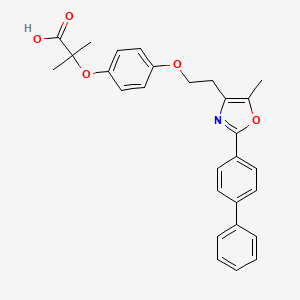 B1675702 2-Methyl-2-[4-[2-[5-methyl-2-(4-phenylphenyl)-1,3-oxazol-4-yl]ethoxy]phenoxy]propanoic acid CAS No. 328918-26-9