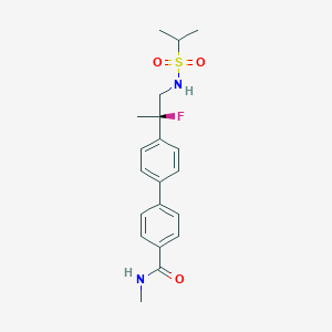 molecular formula C20H25FN2O3S B1675704 4-{4-[(2R)-2-fluoro-1-(propane-2-sulfonamido)propan-2-yl]phenyl}-N-methylbenzamide CAS No. 625820-83-9