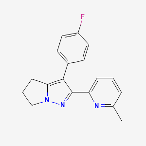 molecular formula C18H16FN3 B1675712 3-(4-Fluorophenyl)-2-(6-methylpyridin-2-YL)-5,6-dihydro-4H-pyrrolo[1,2-B]pyrazole CAS No. 476475-07-7