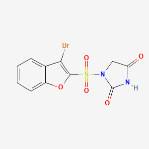 molecular formula C11H7BrN2O5S B1675835 1-(3-溴苯并[b]呋喃-2-磺酰基)乙内酰脲 CAS No. 128851-36-5