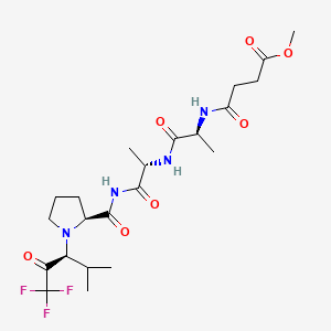 molecular formula C22H33F3N4O7 B1676110 methyl 4-oxo-4-[[(2S)-1-oxo-1-[[(2S)-1-oxo-1-[[(2S)-1-[(3S)-1,1,1-trifluoro-4-methyl-2-oxopentan-3-yl]pyrrolidine-2-carbonyl]amino]propan-2-yl]amino]propan-2-yl]amino]butanoate CAS No. 123285-45-0