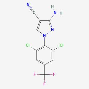 molecular formula C11H5Cl2F3N4 B1676241 5-氨基-4-氰基-1-(2,6-二氯-4-三氟甲基苯基)吡唑 CAS No. 111234-77-6