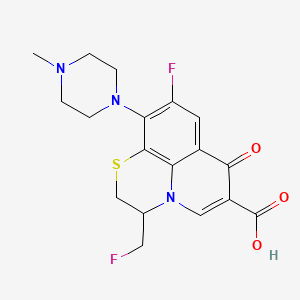 molecular formula C18H19F2N3O3S B1676557 7H-Pyrido(1,2,3-de)-1,4-benzothiazine-6-carboxylic acid, 9-fluoro-3-(fluoromethyl)-2,3-dihydro-10-(4-methyl-1-piperazinyl)-7-oxo- CAS No. 138372-62-0
