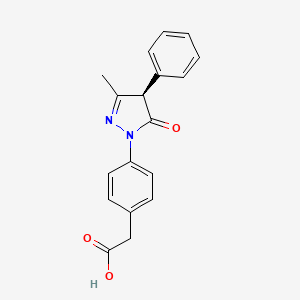 molecular formula C18H16N2O3 B1676566 2-(4-Carboxymethylphenyl)-4-phenyl-5-methyl-2,4-dihydropyrazol-3-one CAS No. 90614-63-4