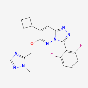 molecular formula C19H17F2N7O B1676610 1,2,4-三唑并(4,3-b)哒嗪，7-环丁基-3-(2,6-二氟苯基)-6-((1-甲基-1H-1,2,4-三唑-5-基)甲氧基)- CAS No. 233275-76-8