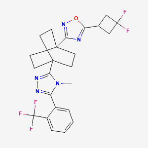 molecular formula C24H24F5N5O B1676620 5-(3,3-二氟环丁基)-3-[4-[4-甲基-5-[2-(三氟甲基)苯基]-4H-1,2,4-三唑-3-基]双环[2.2.2]辛-1-基]-1,2,4-恶二唑 CAS No. 935273-79-3