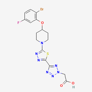 molecular formula C16H15BrFN7O3S B1676633 2-(5-(5-(4-(2-溴-5-氟苯氧基)哌啶-1-基)-1,3,4-噻二唑-2-基)-2H-四唑-2-基)乙酸 CAS No. 1030612-87-3