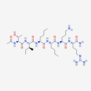 molecular formula C35H67N11O8 B1676876 (2S)-2-[[(2S)-2-[[(2S,3S)-2-[[(2S,3R)-2-acetamido-3-hydroxybutanoyl]amino]-3-methylpentanoyl]amino]hexanoyl]amino]-N-[(2S)-5-amino-1-[[(2S)-1-amino-5-(diaminomethylideneamino)-1-oxopentan-2-yl]amino]-1-oxopentan-2-yl]hexanamide CAS No. 125552-93-4