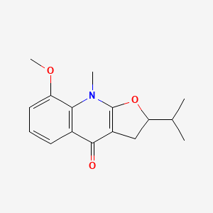molecular formula C16H19NO3 B1677011 2-Isopropyl-8-methoxy-9-methyl-3,9-dihydrofuro[2,3-b]quinolin-4(2H)-one CAS No. 52486-77-8