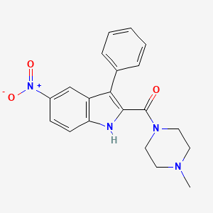 molecular formula C20H20N4O3 B1677217 (4-methylpiperazin-1-yl)-(5-nitro-3-phenyl-1H-indol-2-yl)methanone CAS No. 459168-97-9