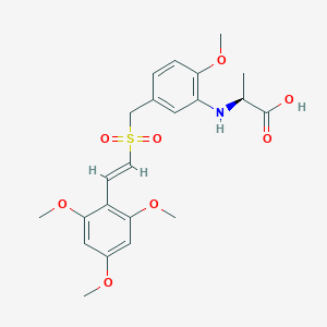 B1677292 L-Alanine,N-[2-methoxy-5-[[[(1E)-2-(2,4,6-trimethoxyphenyl)ethenyl]sulfonyl]methyl]phenyl]- CAS No. 592543-24-3