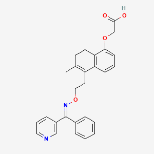 B1677307 (7,8-Dihydro-5-((E)-((a-(3-pyridyl)benzylidene)aminooxy)ethyl)-1-naphthyloxy)acetic acid CAS No. 176391-41-6