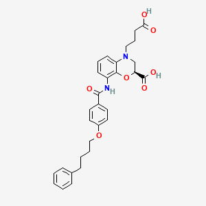 molecular formula C30H32N2O7 B1677309 (S)-4-(3-carboxypropyl)-8-(4-(4-phenylbutoxy)benzamido)-3,4-dihydro-2H-benzo[b][1,4]oxazine-2-carboxylic acid CAS No. 1637756-67-2