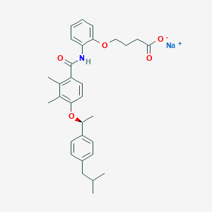 molecular formula C31H36NNaO5 B1677314 sodium;4-[2-[[2,3-dimethyl-4-[(1S)-1-[4-(2-methylpropyl)phenyl]ethoxy]benzoyl]amino]phenoxy]butanoate CAS No. 119347-91-0