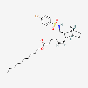 molecular formula C30H46BrNO4S B1677323 n-Decyl (3-(4-bromobenzenesulfonylaminomethyl)bicyclo(2.2.1)hept-2-yl)-5-hexanoate CAS No. 123288-47-1