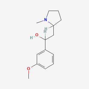 molecular formula C14H21NO2 B1677423 2-Pyrrolidineethanol, alpha-(3-methoxyphenyl)-1-methyl- CAS No. 71157-61-4
