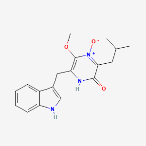 molecular formula C18H21N3O3 B1677431 2(1H)-Pyrazinone, 6-(1H-indol-3-ylmethyl)-5-methoxy-3-(2-methylpropyl)-, 4-oxide CAS No. 121071-92-9