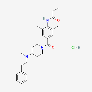 molecular formula C26H36ClN3O2 B1677435 Propanamide, N-(2,6-dimethyl-4-((4-(methyl(2-phenylethyl)amino)-1-piperidinyl)carbonyl)phenyl)-, monohydrochloride CAS No. 167621-24-1