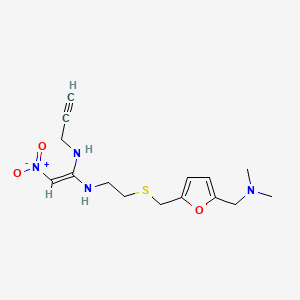 molecular formula C15H22N4O3S B1677462 1,1-Ethenediamine, N-(2-(((5-((dimethylamino)methyl)-2-furanyl)methyl)thio)ethyl)-2-nitro-N'-2-propynyl- CAS No. 75438-42-5