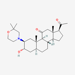 molecular formula C27H43NO4 B1677469 (2S,3S,5S,8S,9S,10S,13S,14S,17S)-17-acetyl-2-(2,2-dimethylmorpholino)-3-hydroxy-10,13-dimethylhexadecahydro-11H-cyclopenta[a]phenanthren-11-one CAS No. 167946-96-5
