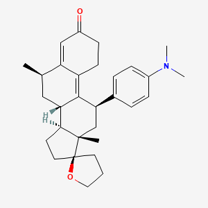 molecular formula C30H39NO2 B1677476 11-(4-二甲氨基苯基)-6-甲基-4',5'-二氢（雌甾-4,9-二烯-17,2'-(3H)-呋喃）-3-酮 CAS No. 118968-41-5