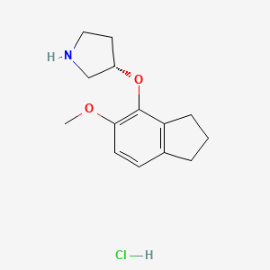 molecular formula C14H20ClNO2 B1677479 (3S)-3-[(2,3--Dihydro-5-methoxy-1H-inden-4-yl)oxy]pyrrolidine hydrochloride CAS No. 213007-95-5