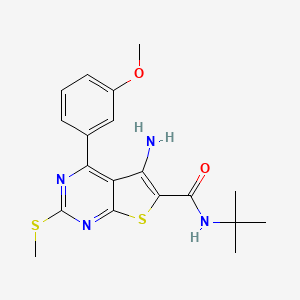 molecular formula C19H22N4O2S2 B1677480 5-amino-N-tert-butyl-4-(3-methoxyphenyl)-2-(methylthio)-6-thieno[2,3-d]pyrimidinecarboxamide CAS No. 301847-37-0