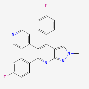 molecular formula C24H16F2N4 B1677482 4,6-Bis(4-fluorophenyl)-2-methyl-5-(4-pyridinyl)-2H-pyrazolo[3,4-b]pyridine CAS No. 755753-89-0
