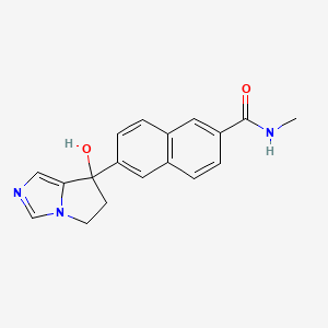 molecular formula C18H17N3O2 B1677499 6-(7-hydroxy-6,7-dihydro-5H-pyrrolo[1,2-c]imidazol-7-yl)-N-methyl-2-naphthamide CAS No. 426219-18-3