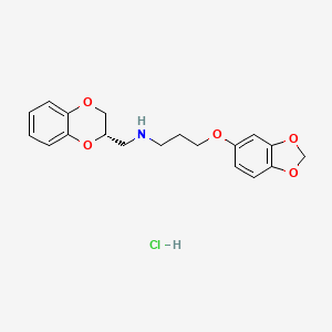 molecular formula C19H22ClNO5 B1677508 5-(3-((2S)-(1,4-Benzodioxan-2-ylmethyl)amino)propoxy)-1,3-benzodioxol hydrochloride CAS No. 137275-80-0