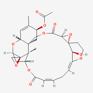 B1677599 [(1R,3S,7R,9S,12R,14R,15S,16S,17R,20Z,23E,28S)-28-hydroxy-10,16-dimethyl-4,19-dioxospiro[2,5,13,18,25-pentaoxahexacyclo[22.3.1.114,17.01,3.07,12.07,16]nonacosa-10,20,23-triene-15,2'-oxirane]-9-yl] acetate CAS No. 99486-49-4