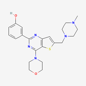 B1677773 3-[6-[(4-Methylpiperazin-1-yl)methyl]-4-morpholin-4-ylthieno[3,2-d]pyrimidin-2-yl]phenol CAS No. 885616-78-4
