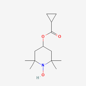 molecular formula C13H23NO3 B1677801 Cyclopropanecarboxylic acid, 1-hydroxy-2,2,6,6-tetramethyl-4-piperidinyl ester CAS No. 627085-11-4