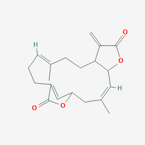 B1677817 (3Z,12E)-3,12-Dimethyl-8-methylidene-6,18-dioxatricyclo[14.2.1.05,9]nonadeca-3,12,16(19)-triene-7,17-dione CAS No. 3484-37-5