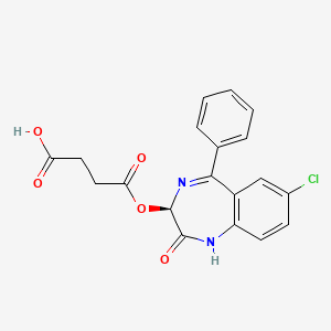 molecular formula C19H15ClN2O5 B1677847 Oxazepam hemisuccinate, (-)- CAS No. 68946-52-1