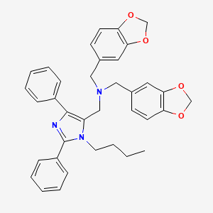 molecular formula C36H35N3O4 B1677938 n,n-双(1,3-苯二氧杂环-5-基甲基)-1-丁基-2,4-二苯基-1h-咪唑-5-甲胺 CAS No. 439571-48-9