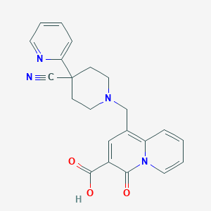 molecular formula C22H20N4O3 B1677984 1-((4-氰基-4-(吡啶-2-基)哌啶-1-基)甲基)-4-氧代-4H-喹喔啉-3-羧酸 CAS No. 1144504-35-7