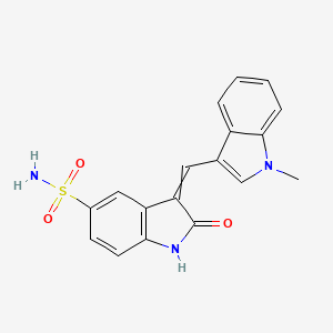 molecular formula C18H15N3O3S B1678070 3-[(1-甲基-3-吲哚基)亚甲基]-2-氧代-1H-吲哚-5-磺酰胺 CAS No. 622387-85-3